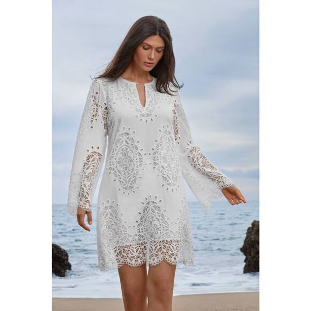 JOHNNY WAS White ELANDRA SHIFT DRESS size Small NWT